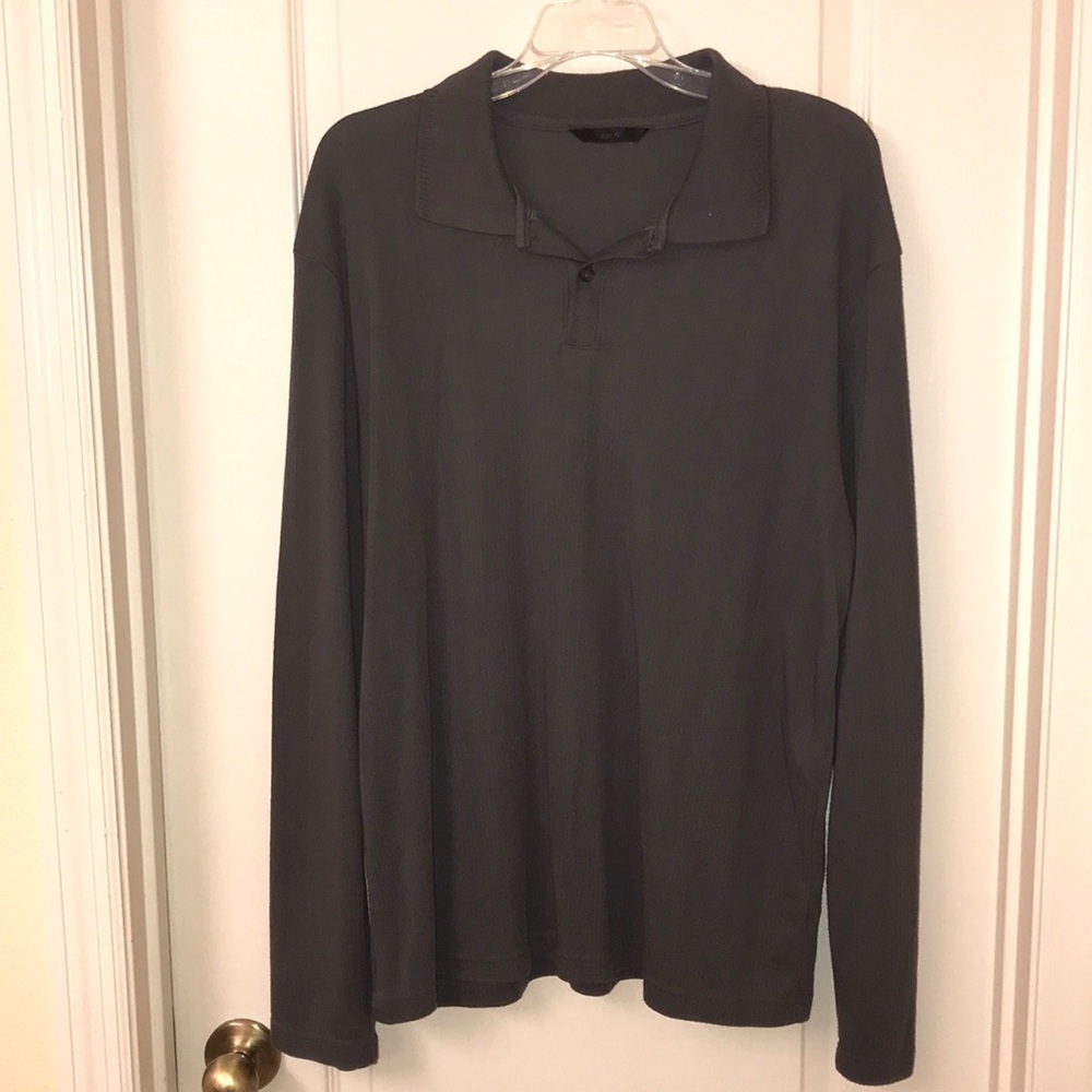 Men’s Apt 9 Long sleeve gray ribbed polo